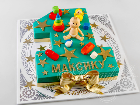 Торт Единичка с игрушками для мальчика