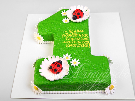 Торт Единичка с божьими коровками