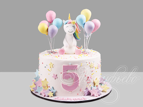 Торт Единорог с шариками на 5 лет