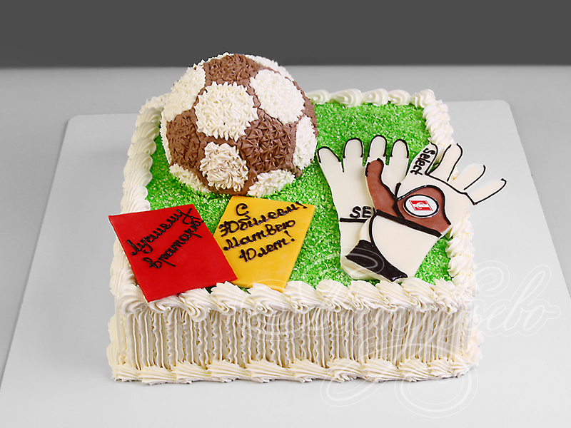Футбольный торт с мячом и перчатками 08052220