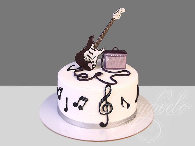 Торт с нотами и гитарой