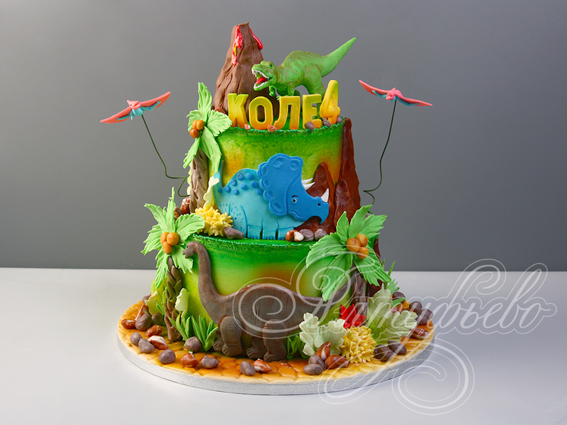 Торт с динозаврами мальчикам на день рождения