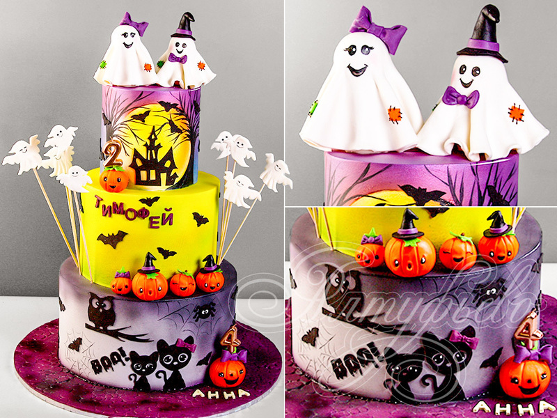 Торт с привидениями на хеллоуин