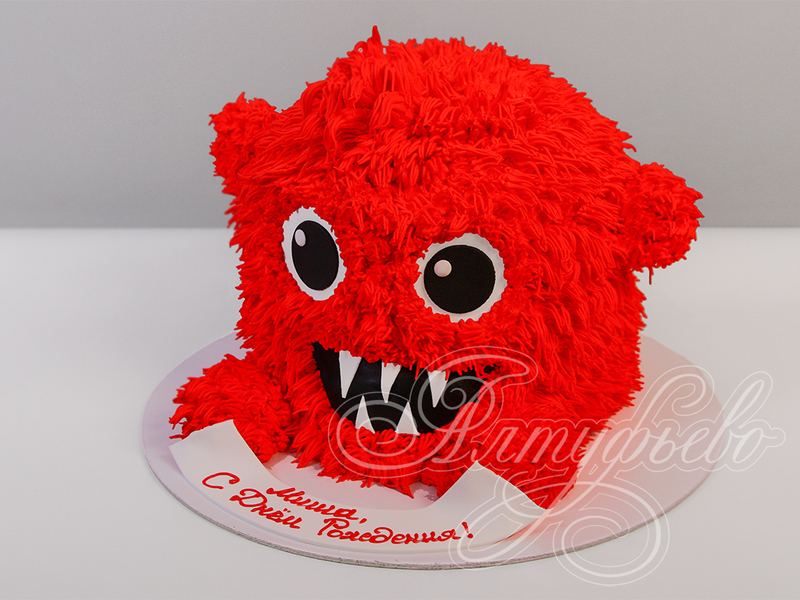 Детский торт на день рождения мальчику красный одноярусный кремовый со сливками без мастики