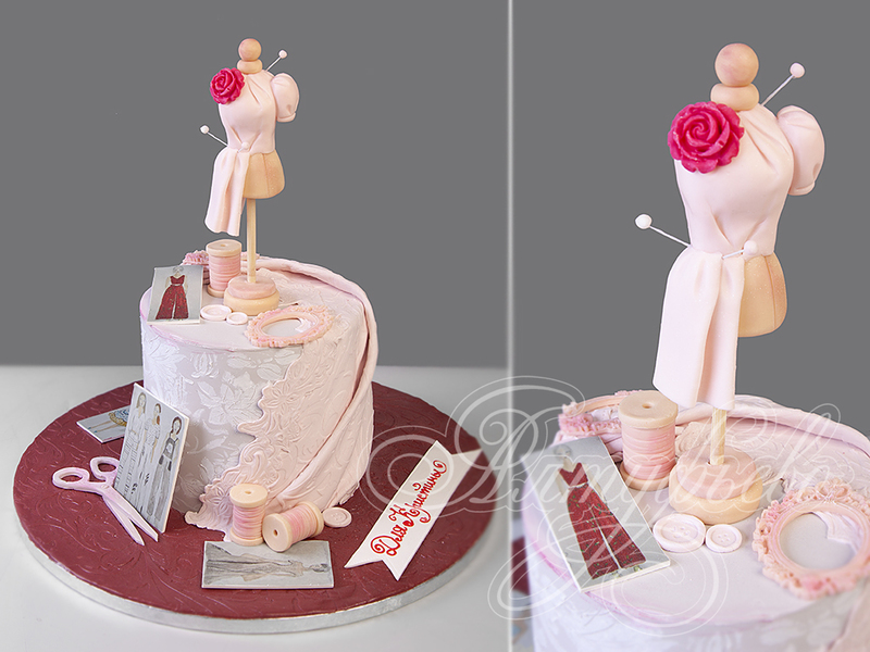 Торт девушке одноярусный розового цвета