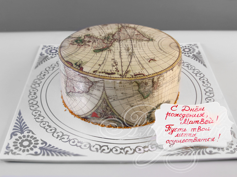 Торт Винтажная карта мира