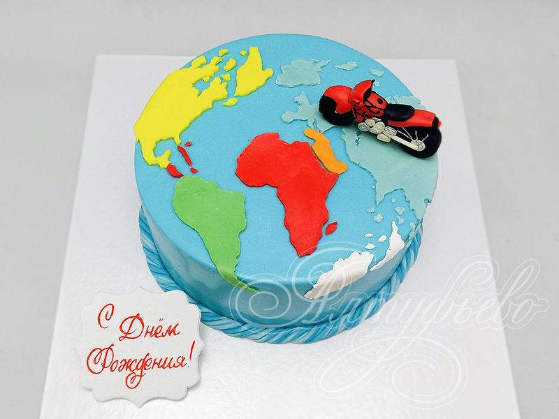 Торт Мотоцикл на карте мира