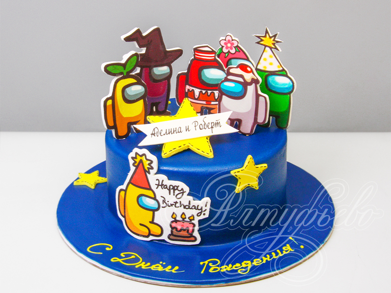 Торт Among Us для мальчика и девочки на день рождения