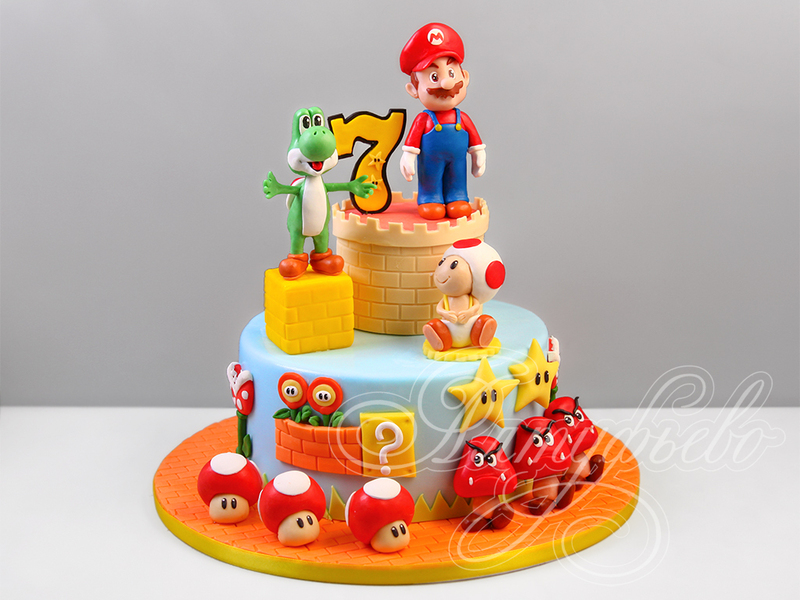 Торт Super Mario девочке на 7 лет с мастикой