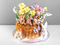 Торт "Корзина с цветами и зайками"