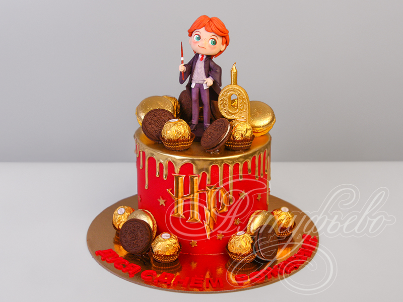 Детский торт с Печеньем и шоколадом одноярусный на день рождения девочки в 9 лет