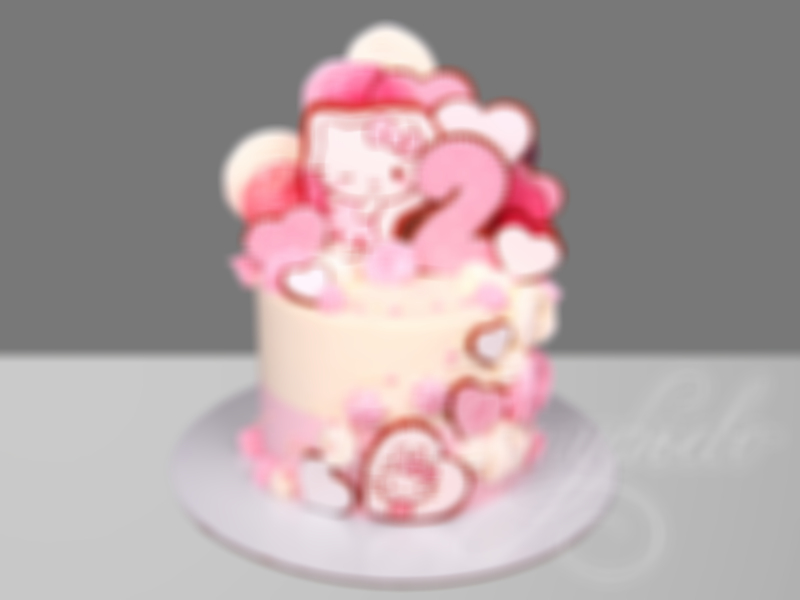 Торт Hello Kitty с сердечками