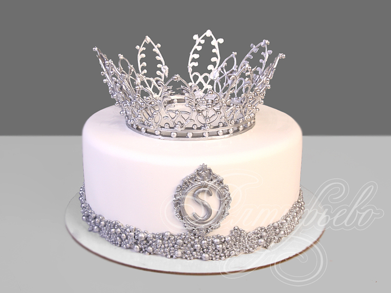 Торт корона для девушек одноярусный с мастикой