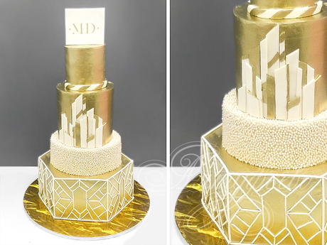 Золотой торт в стиле геометрия