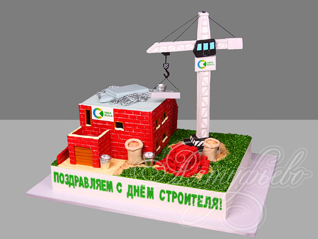 Торт со строящимся зданием на день строителя