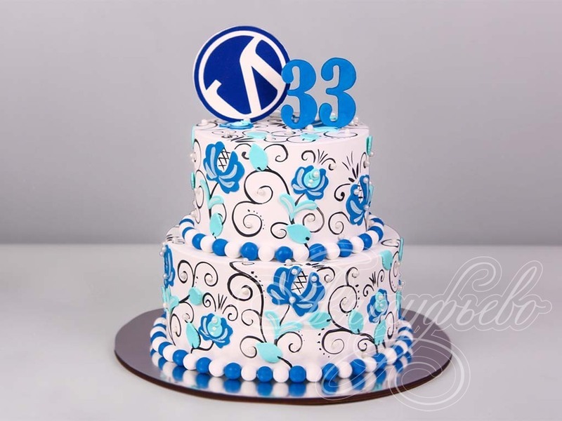 Корпоративный торт с логотипом и узорами
