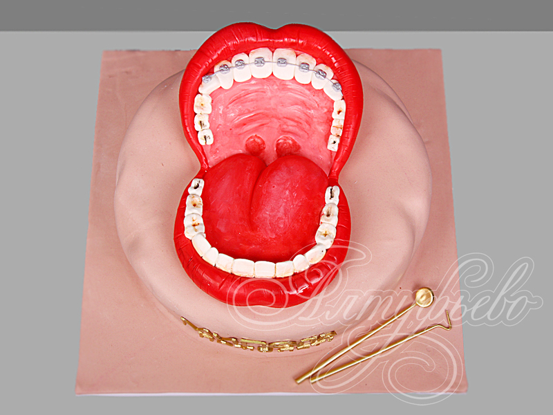 Торт Зубы с брекетами для ортодонта