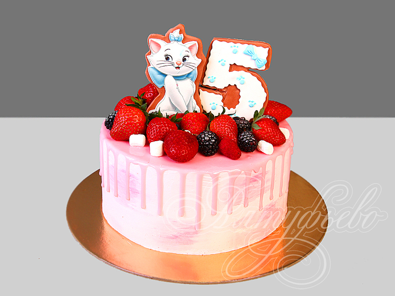 Детский торт для девочек на день рождения в 5 лет с ягодами без мастики