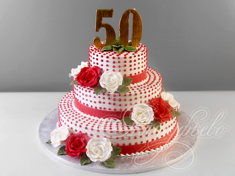 Торт с розами для тещи на 50 лет