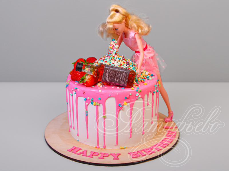 Прикольный торт для девушек на день рождения одноярусный