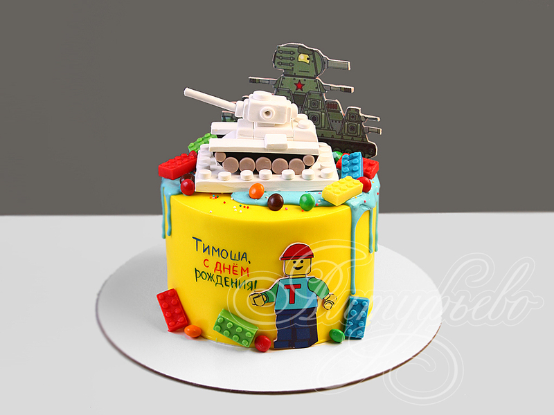 Торт мальчику Лего одноярусный с мастикой