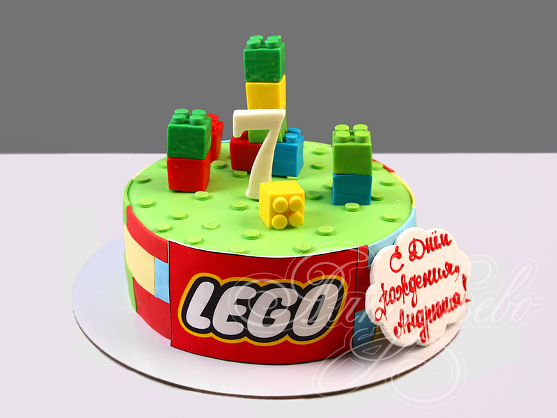 Торт Лего на 7 лет одноярусный