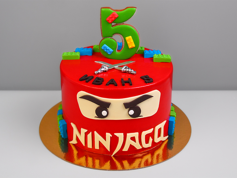 Детский торт Лего Ниндзяго на день рождения мальчика в 5 лет одноярусный