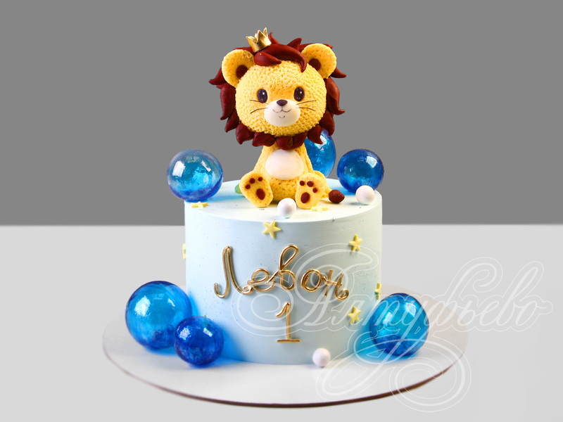 Детский торт с Карамельными шарами со Львенком одноярусный