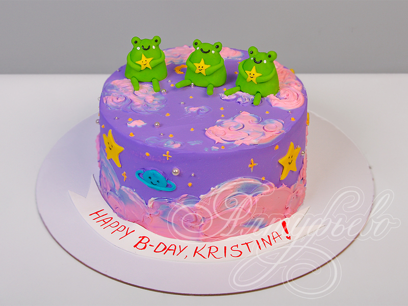 Детский торт для девочек на день рождения кремовый со сливками