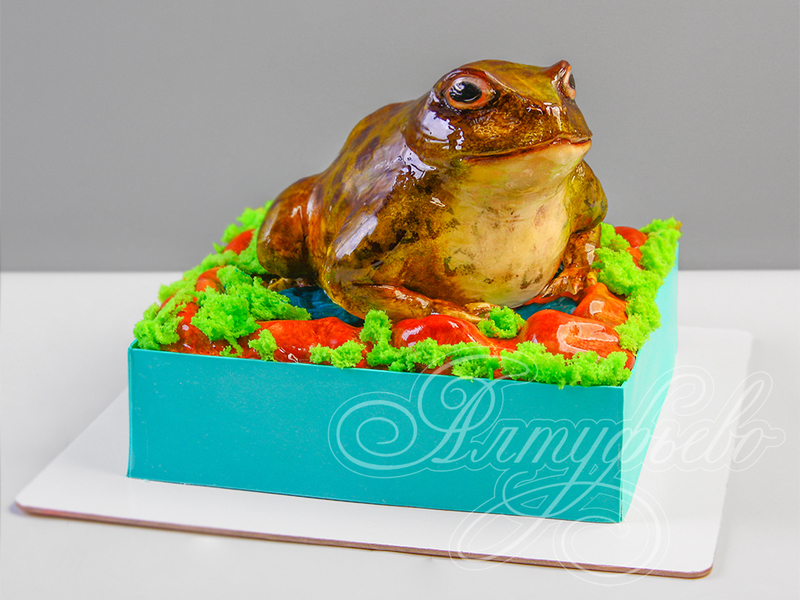 Торт для мальчиков одноярусный в виде жабы