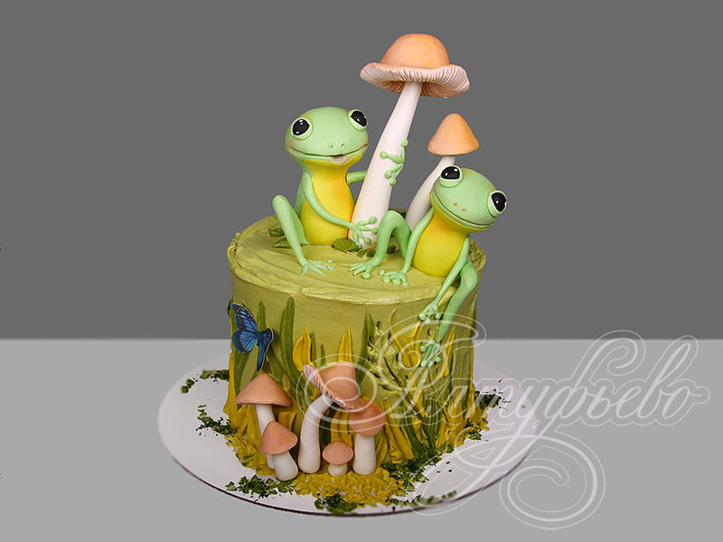 Торт с лягушками и грибами