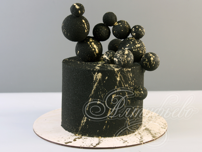Черно-золотой торт с шарами