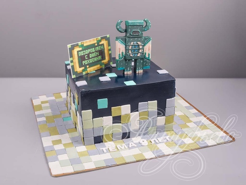 Торт Minecraft на 9 лет стоимостью 13 470 рублей в категории на 9 лет - торты на заказ ПРЕМИУМ-класса. Цена: 3 120 руб/кг. Торт Minecraft на 9 лет