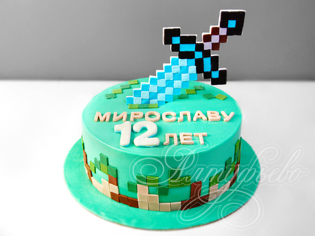 Торт Minecraft на 12 лет