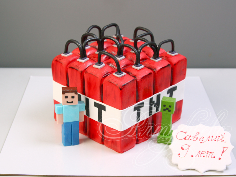 Торт Minecraft на 9 лет