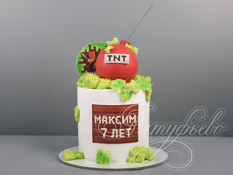 Торт Майнкрафт на 7 лет стоимостью 13 990 рублей в категории на 7 лет - торты на заказ ПРЕМИУМ-класса. Цена: 2 640 руб/кг. Торт Майнкрафт на 7 лет
