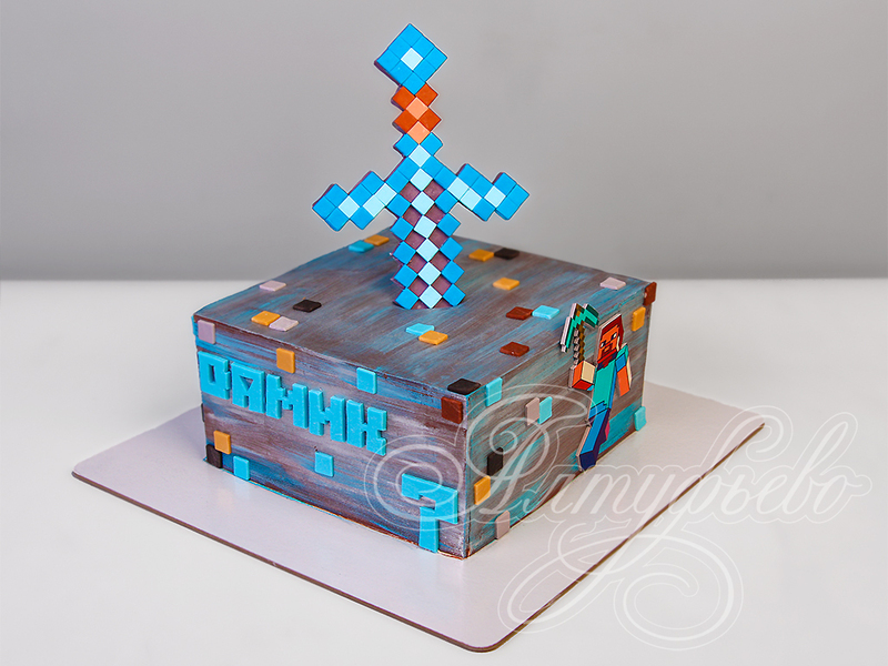 Торт Minecraft для мальчиков одноярусный