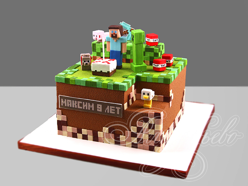 Детский торт Minecraft для мальчика на день рождения на 9 лет