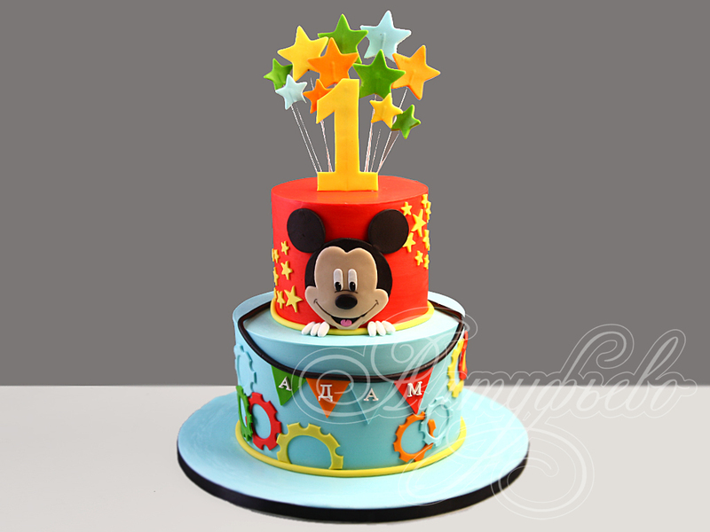 Торт на день рождения для мальчика Микки и Минни маус с мастикой