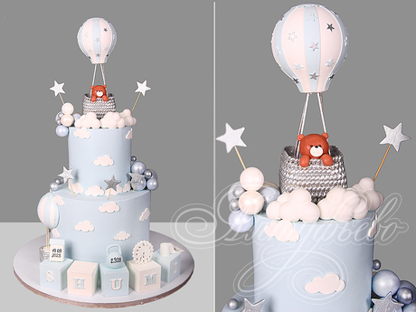 Двухъярусный торт с метриками на годик