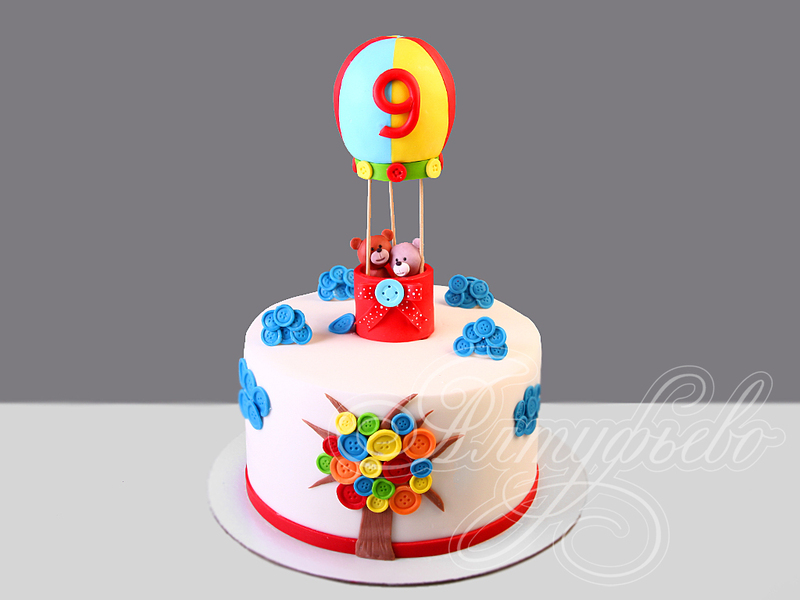 Детский торт на 9 лет для девочки мишки в день рождения с мастикой