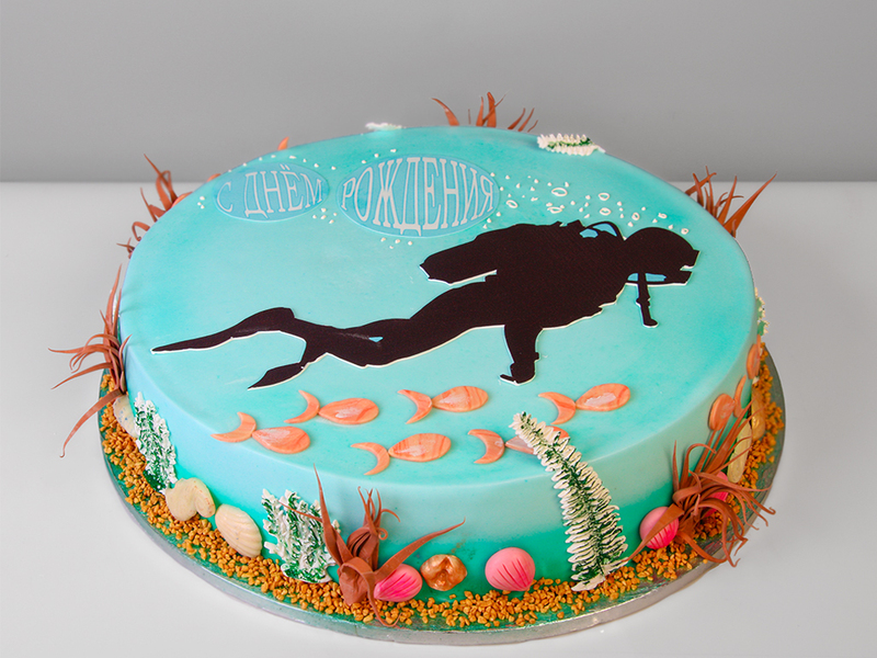 Торт для мужчины на день рождения с аквалангистом