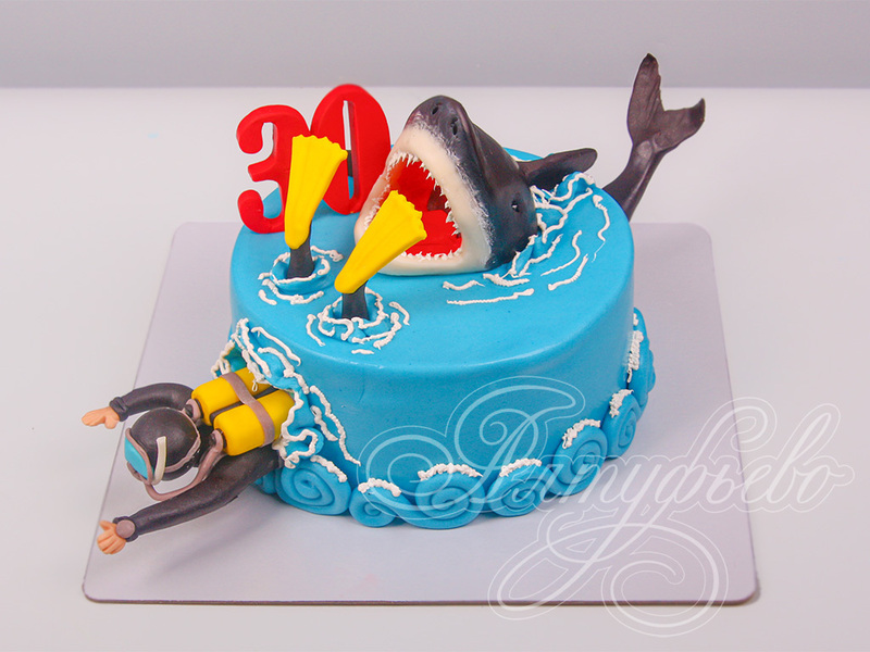 Торт "Акула и дайвер" на 30 лет