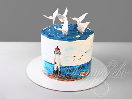 Торт «В морской тематике» категории торты «Море и пляж, аквалангисты и серферы»