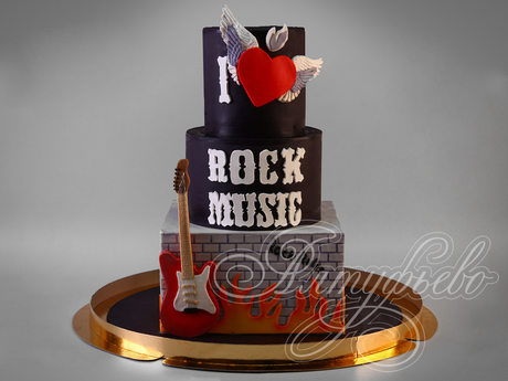 Торт с гитарой в стиле Rock Music