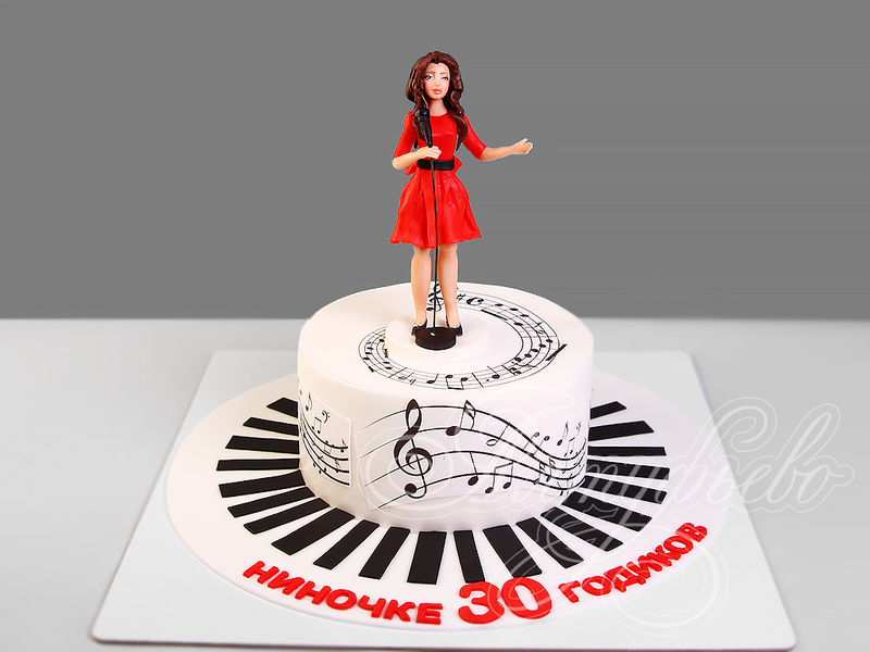Музыкальный торт с клавишами и нотами