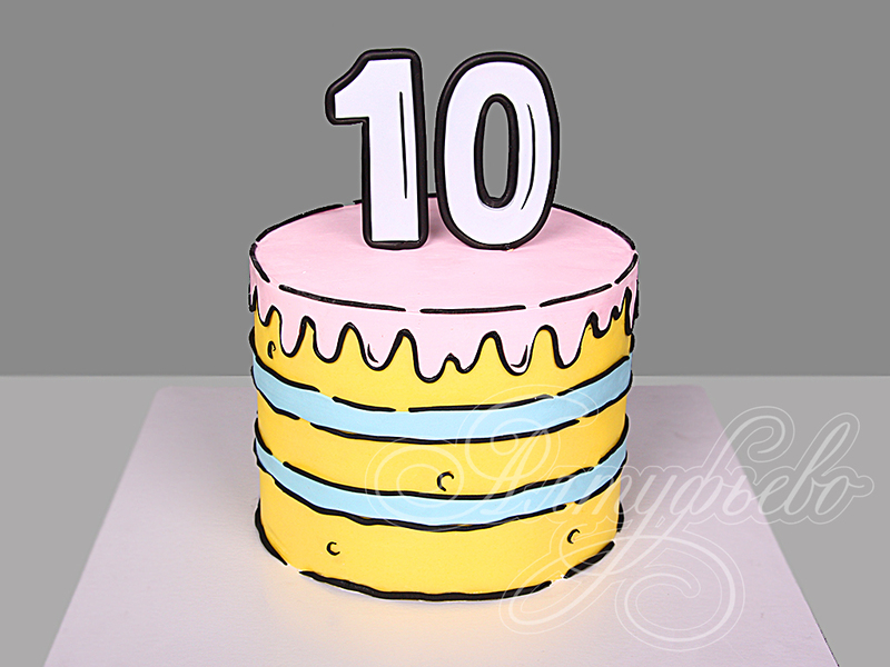 Мультяшный торт на 10 лет