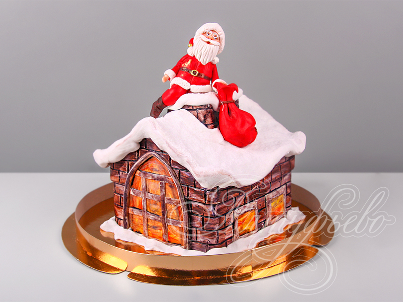Торт "Дед Мороз на крыше"