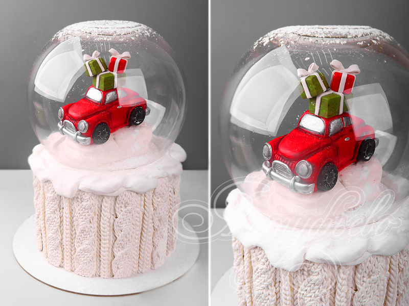 Торт "Машина с новогодними подарками"