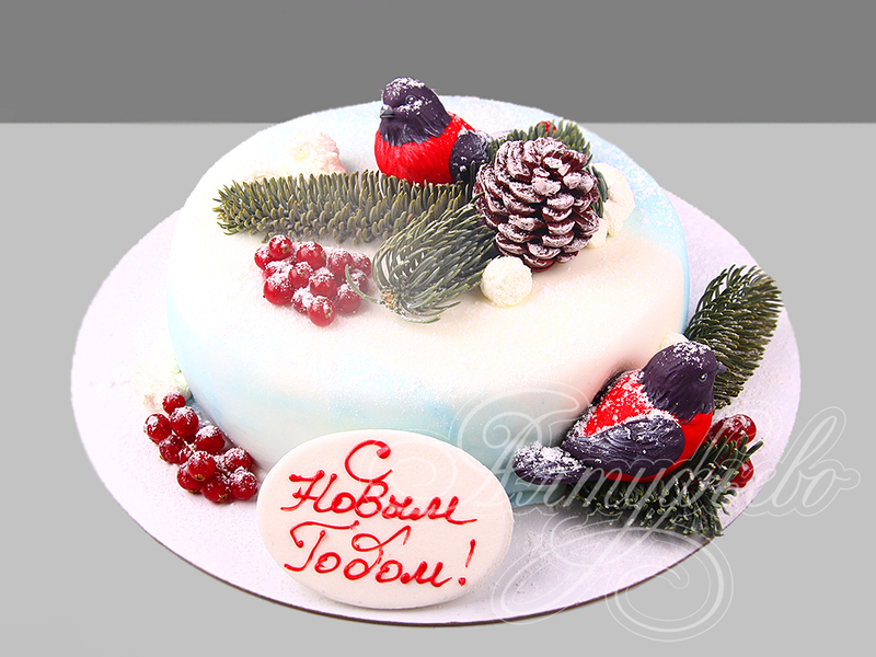 Новогодний торт со снегирями 31126321